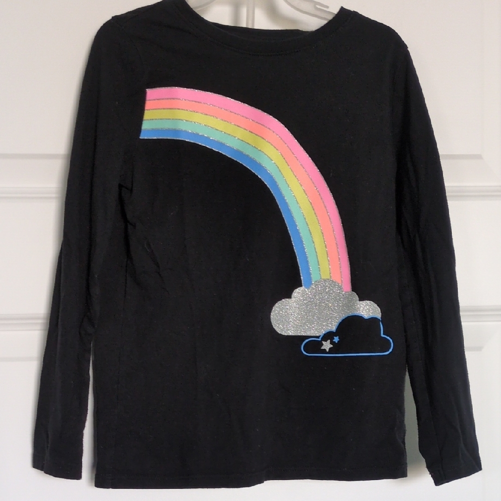 Cat & Jack Black Long Sleeve Tee with Pink Accents